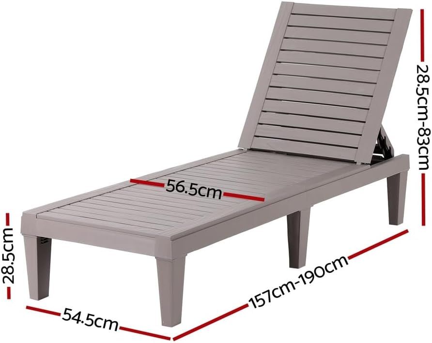 Gardeon Set of 2 Outdoor Sun Lounge Adjustable Recliner Brown