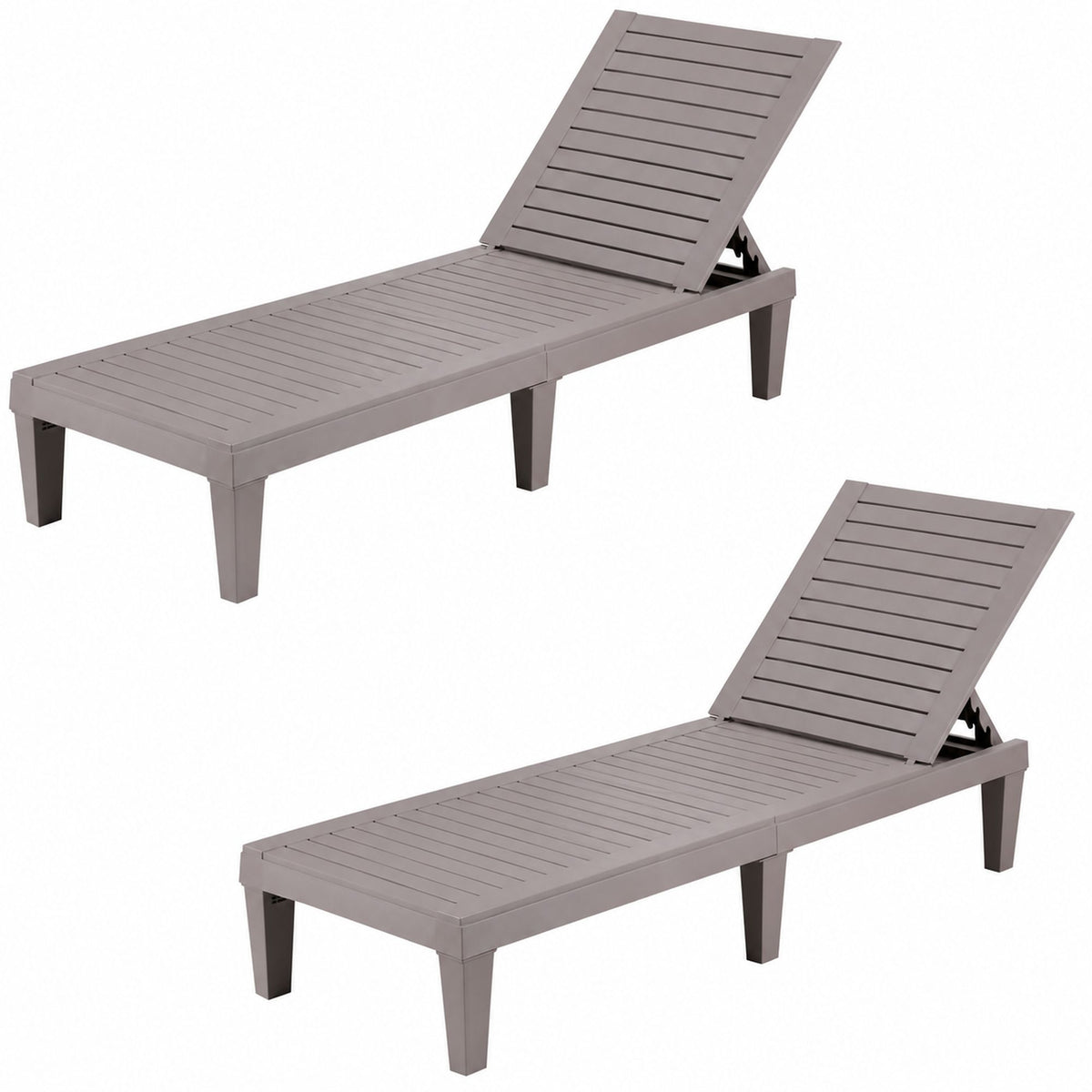 Gardeon Set of 2 Outdoor Sun Lounge Adjustable Recliner Brown