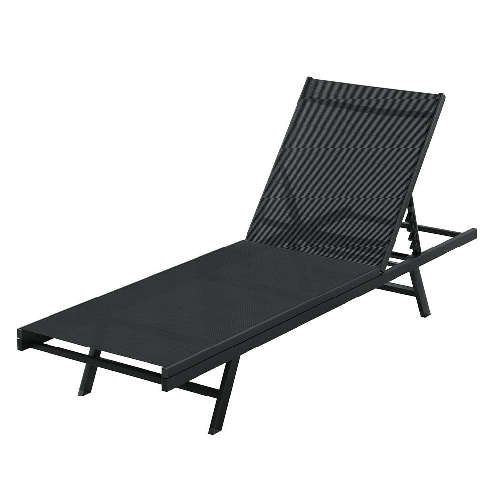 Gardeon Outdoor Sun Lounger Steel Beach Chair Black