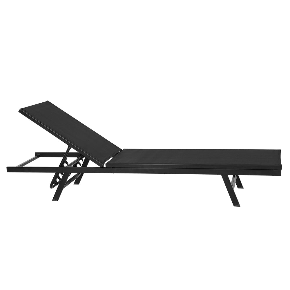 Gardeon Outdoor Sun Lounger Steel Beach Chair Black