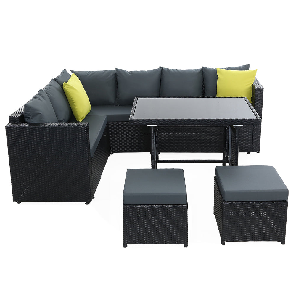 Gardeon Outdoor Dining Set Aluminium Wicker Black