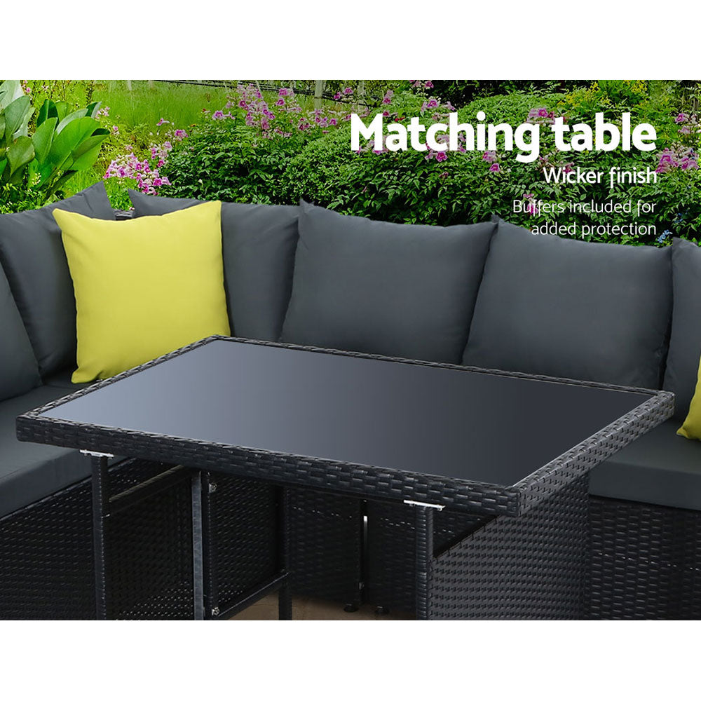 Gardeon Outdoor Dining Set Aluminium Wicker Black
