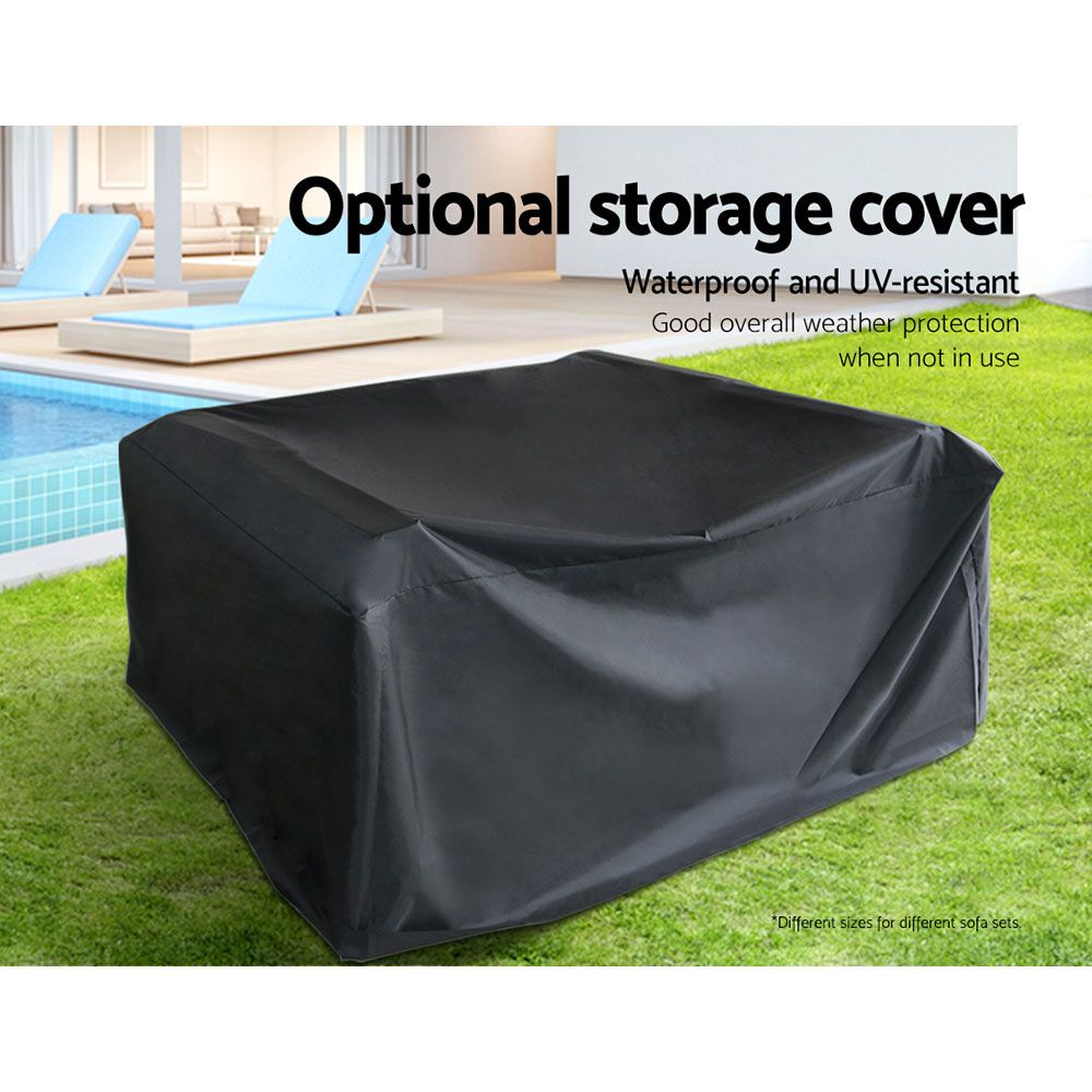 Gardeon 10-Piece Outdoor Lounge Set Wicker Black Beige Cushions