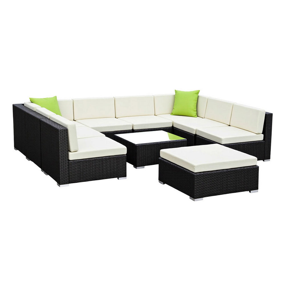 Gardeon 10-Piece Outdoor Wicker Sofa Set with Storage Cover