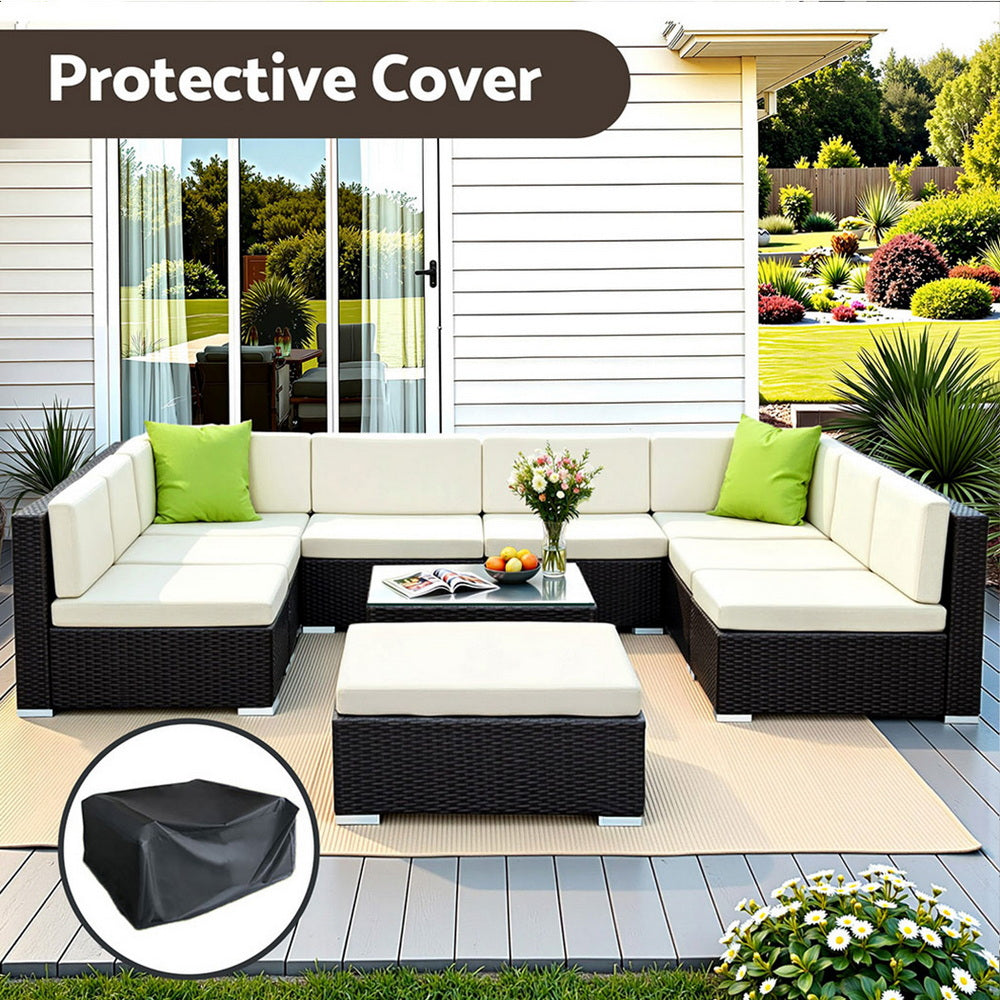 Gardeon 10-Piece Outdoor Wicker Sofa Set with Storage Cover