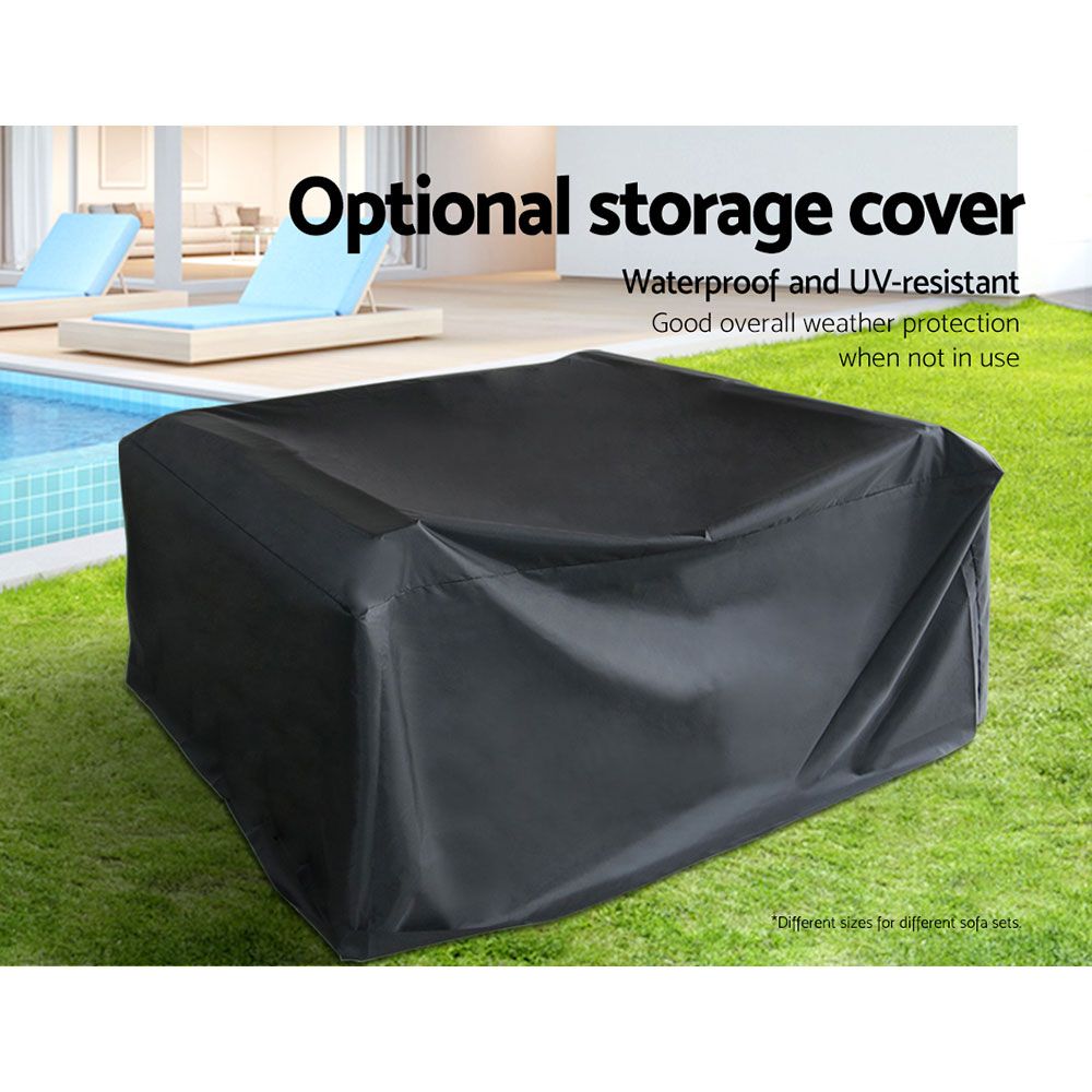 Gardeon 13-Piece Outdoor Sofa Set Wicker Lounge Black Beige Lime Green