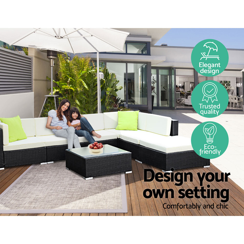 Gardeon 3PC Outdoor Sofa Set Wicker Rattan Lounge Chairs