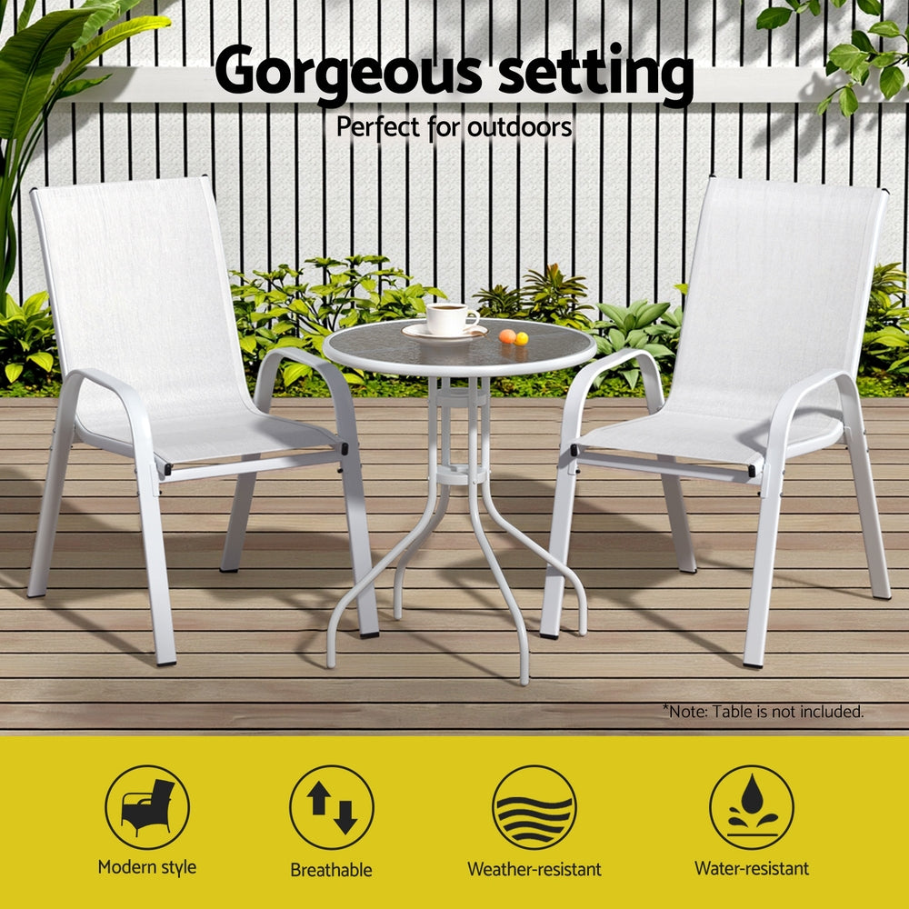 Gardeon Outdoor Stackable Dining Chairs 2PC White