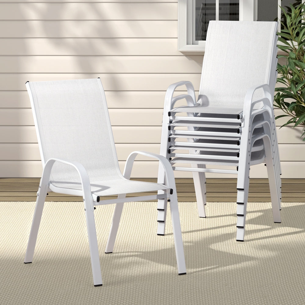 Gardeon 6PC Outdoor Stackable Dining Chairs White