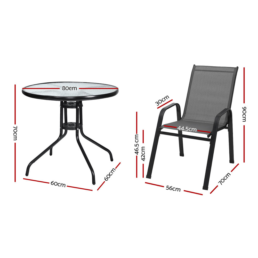 Gardeon Outdoor Dining Set Steel Frame Grey