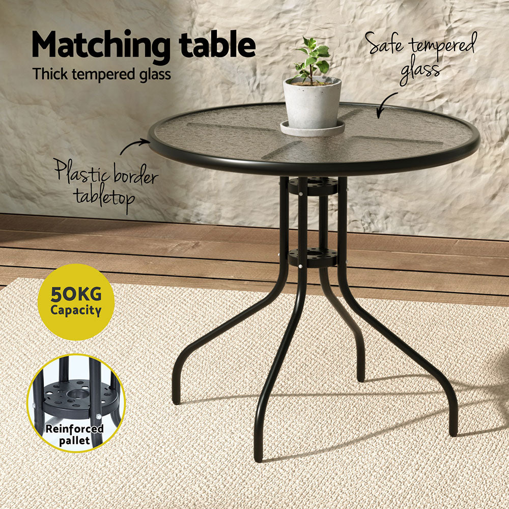 Gardeon Outdoor Dining Set Steel Frame Grey