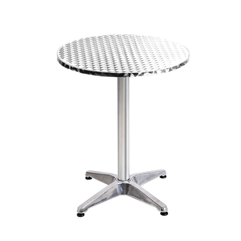 Gardeon Outdoor Bar Table Set Aluminium Round Adjustable 70/110cm Silver