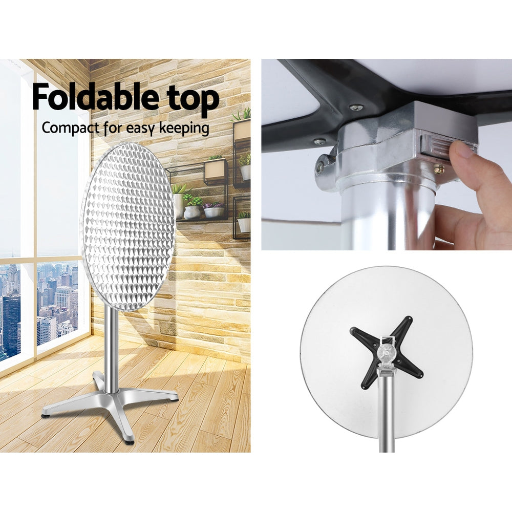 Gardeon Outdoor Bar Table Set Aluminium Round Adjustable 70/110cm Silver