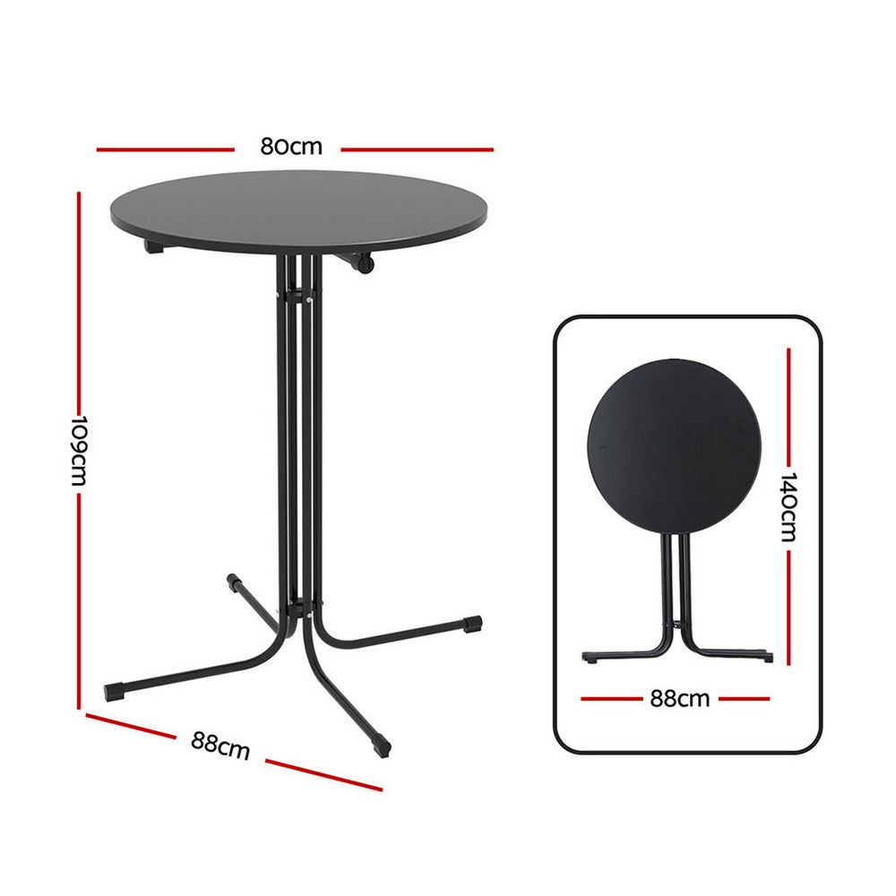 Gardeon 109cm Round Folding Bar Table Black Outdoor Furniture