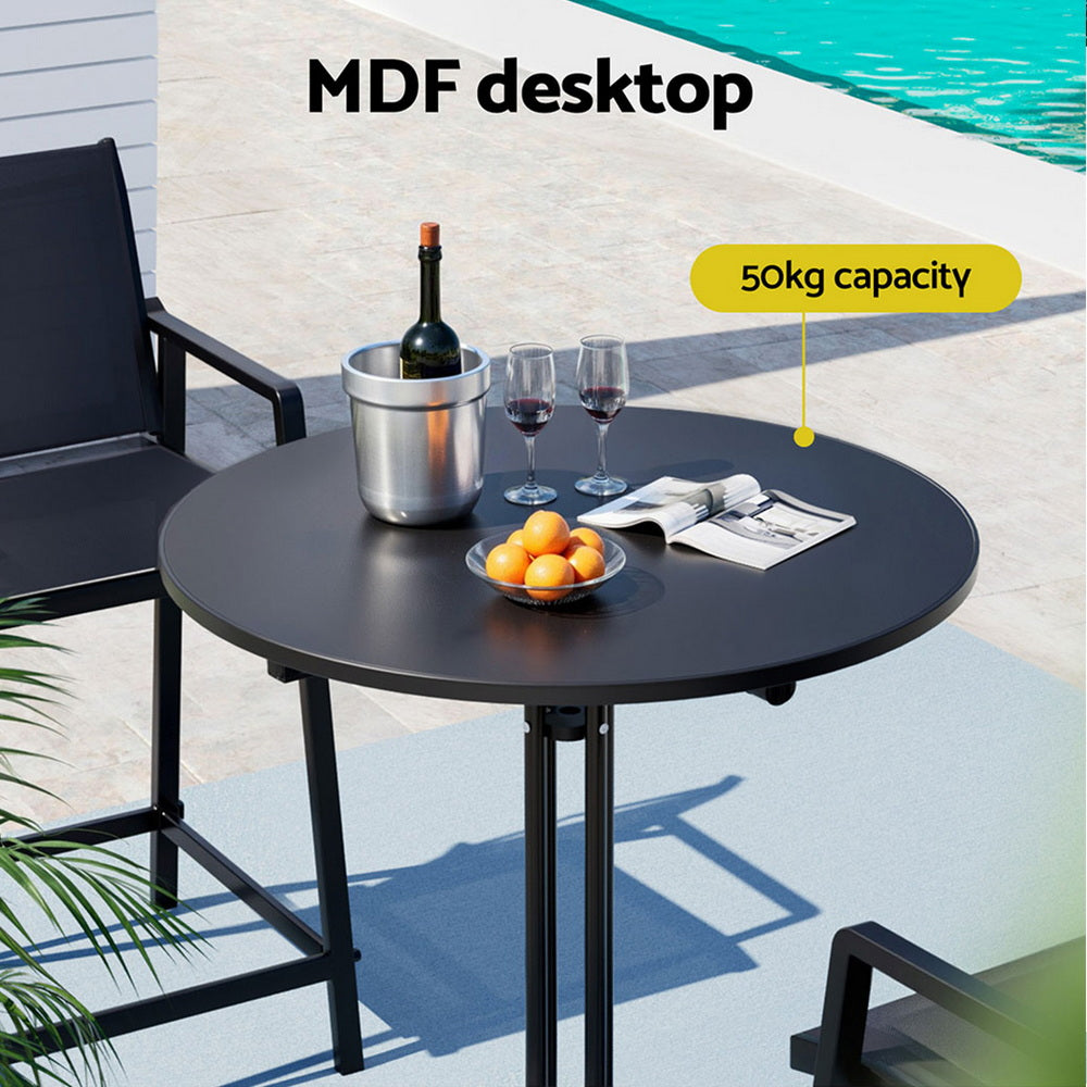Gardeon 109cm Round Folding Bar Table Black Outdoor Furniture