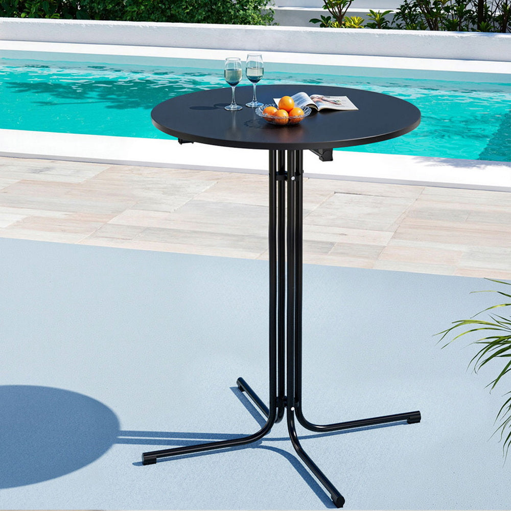 Gardeon 109cm Round Folding Bar Table Black Outdoor Furniture