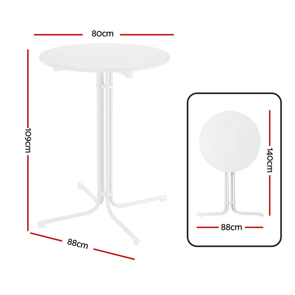 Gardeon 109cm Outdoor Bar Table Round Folding White