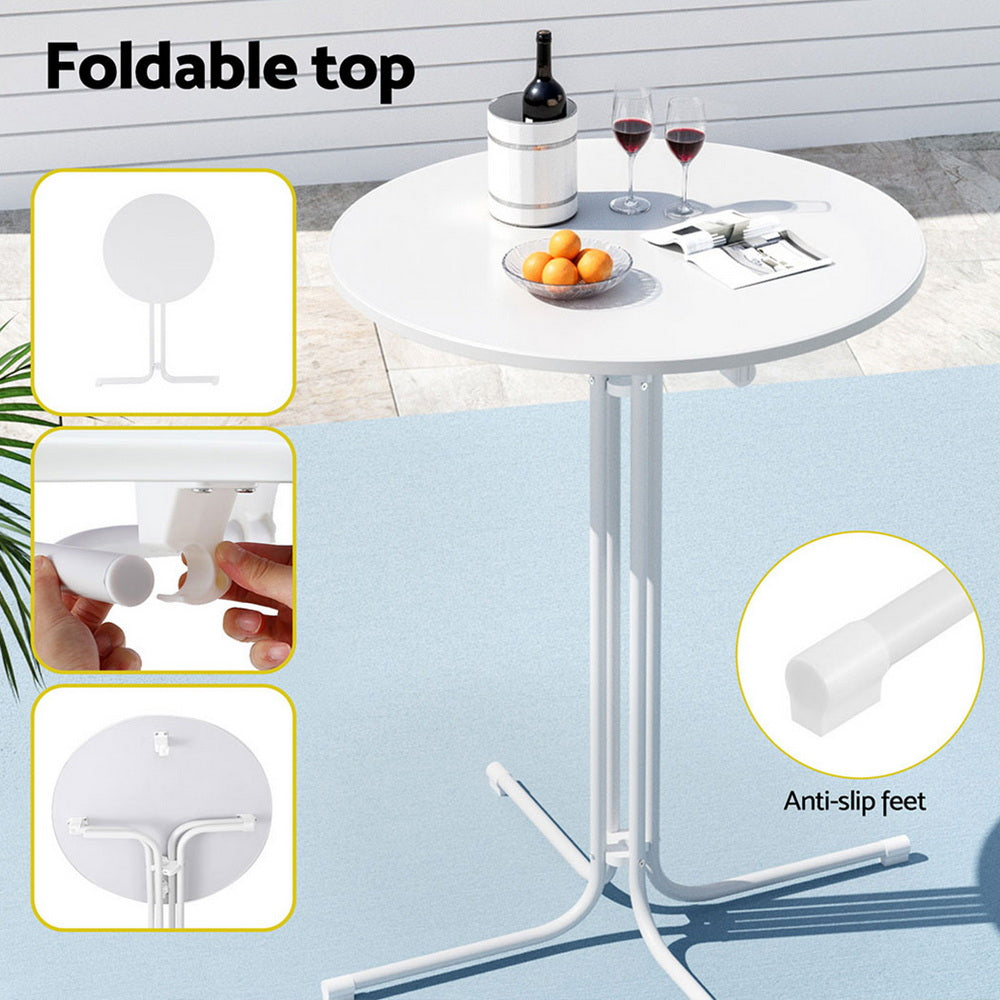 Gardeon 109cm Outdoor Bar Table Round Folding White