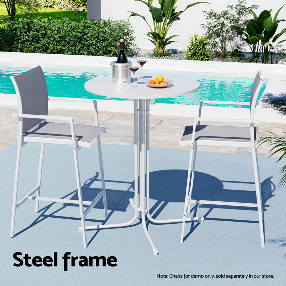 Gardeon 109cm Outdoor Bar Table Round Folding White