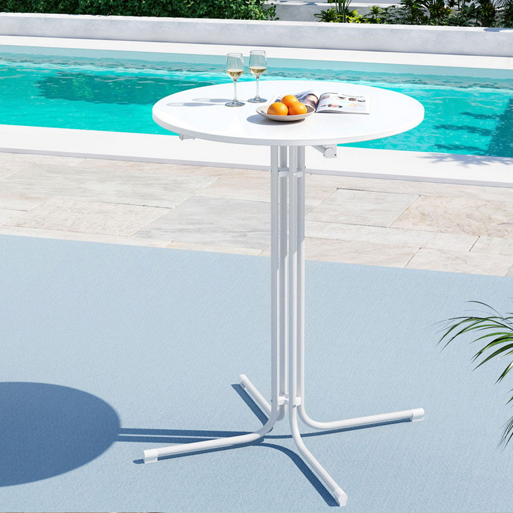 Gardeon 109cm Outdoor Bar Table Round Folding White
