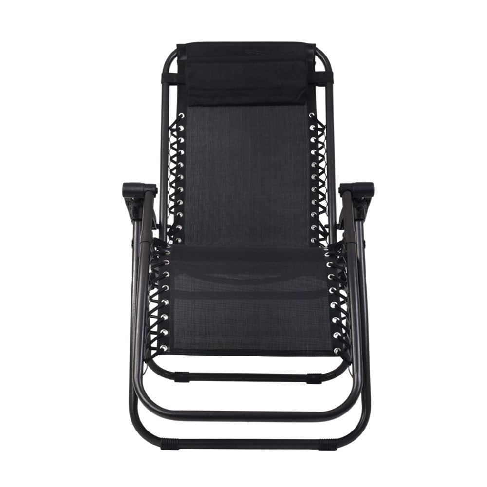 Gardeon Folding Outdoor Recliner Zero Gravity Chair Adjustable Sun Lounge Black