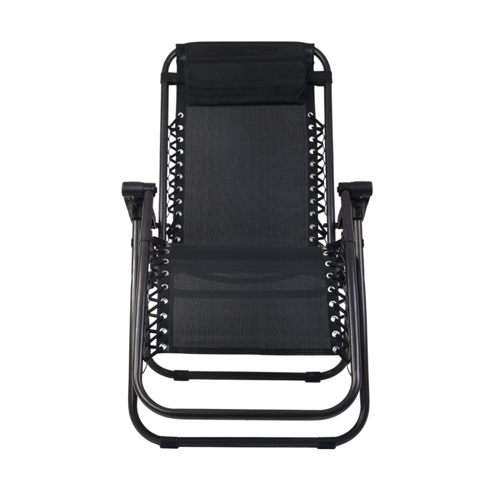 Gardeon Outdoor Recliner 2PC Zero Gravity Folding Chairs Adjustable Black