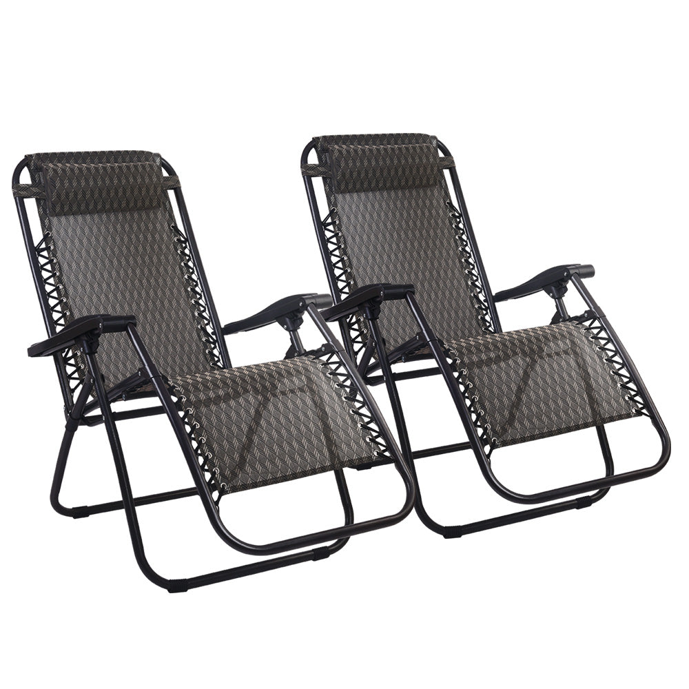 Adjustable Zero Gravity Recliner Set, 2PC Folding Outdoor Chairs, Gardeon