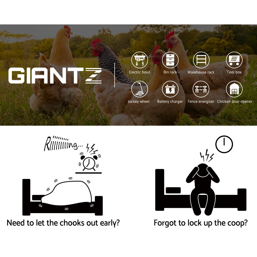 Giantz Automatic Chicken Coop Door Opener Timer Light Sensor Aluminium