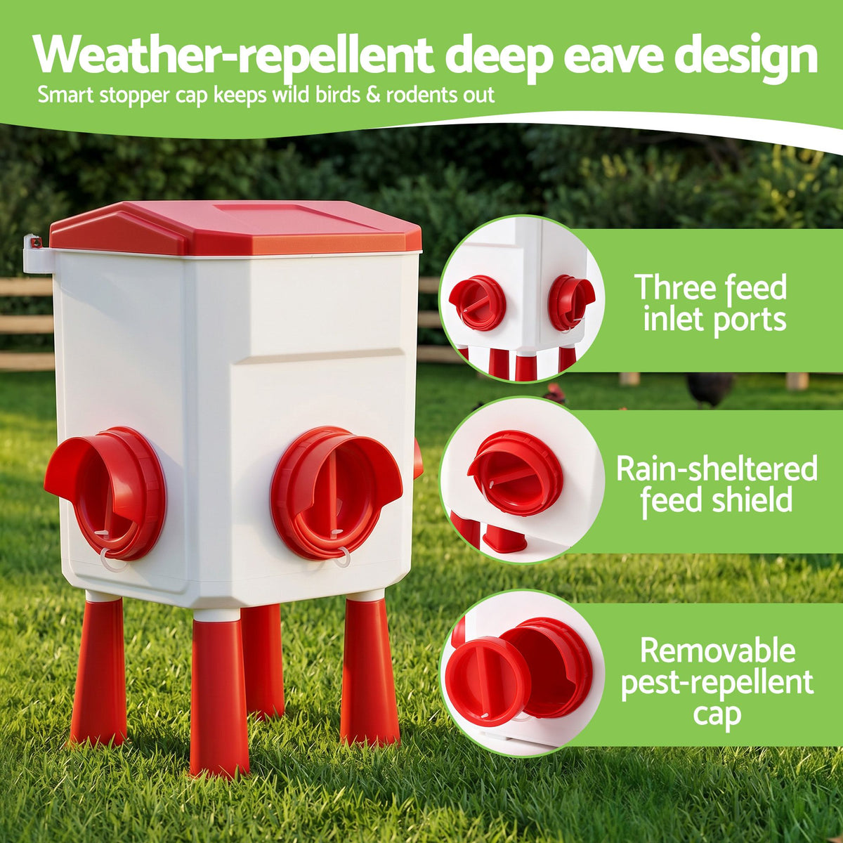 Giantz Chicken Feeder and Waterer Set 12kg 11L Poultry Drinker Kit