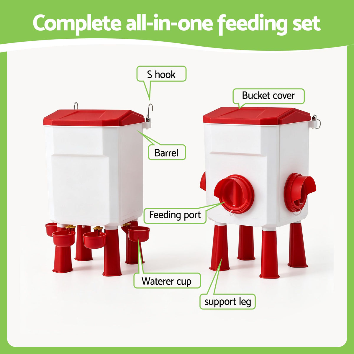 Giantz Chicken Feeder and Waterer Set 12kg 11L Poultry Drinker Kit