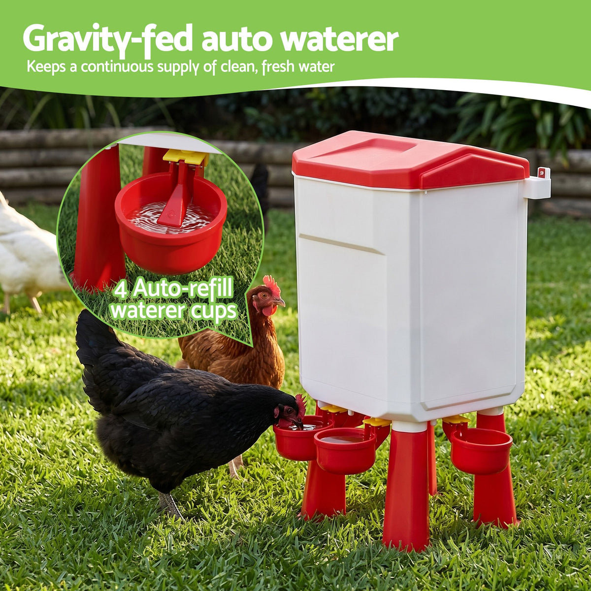 Giantz Chicken Feeder and Waterer Set 8kg 7L Poultry Drinker Kit