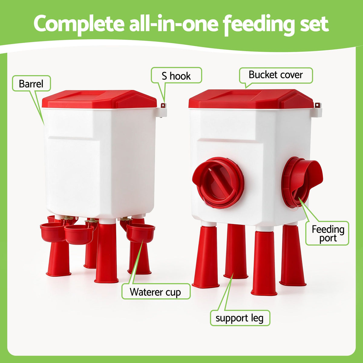 Giantz Chicken Feeder and Waterer Set 8kg 7L Poultry Drinker Kit