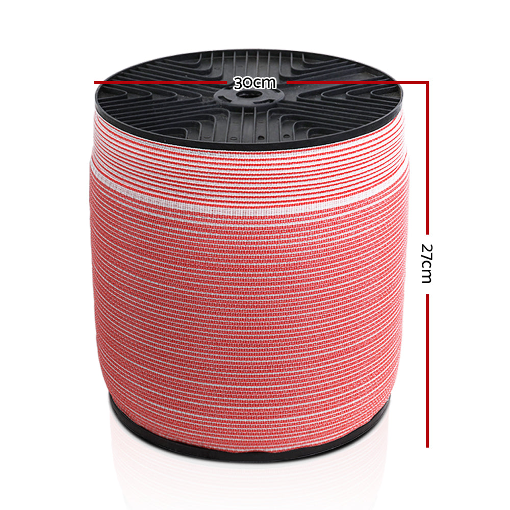 Giantz 1200M Electric Fence Polytape Red/White