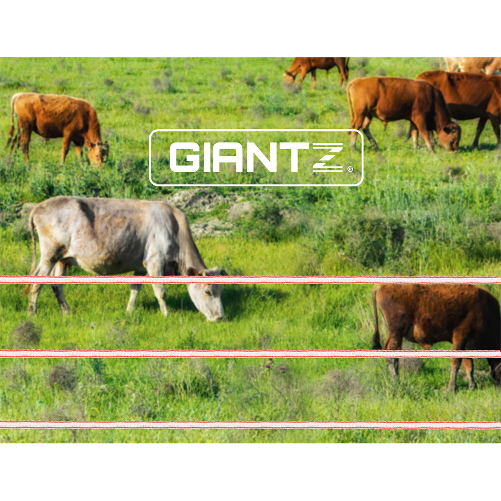 Giantz 1200M Electric Fence Polytape Red/White