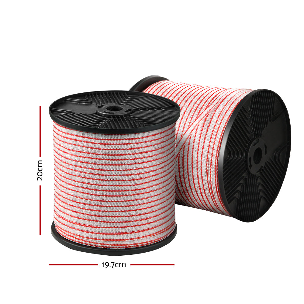 Giantz 400M Electric Fence Polytape Red/White Livestock Insulator