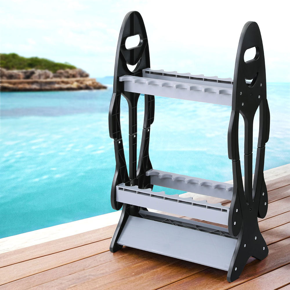 16 Rod Holder Double-Sided Fishing Rack Outdoor Indoor Stand Seamanship