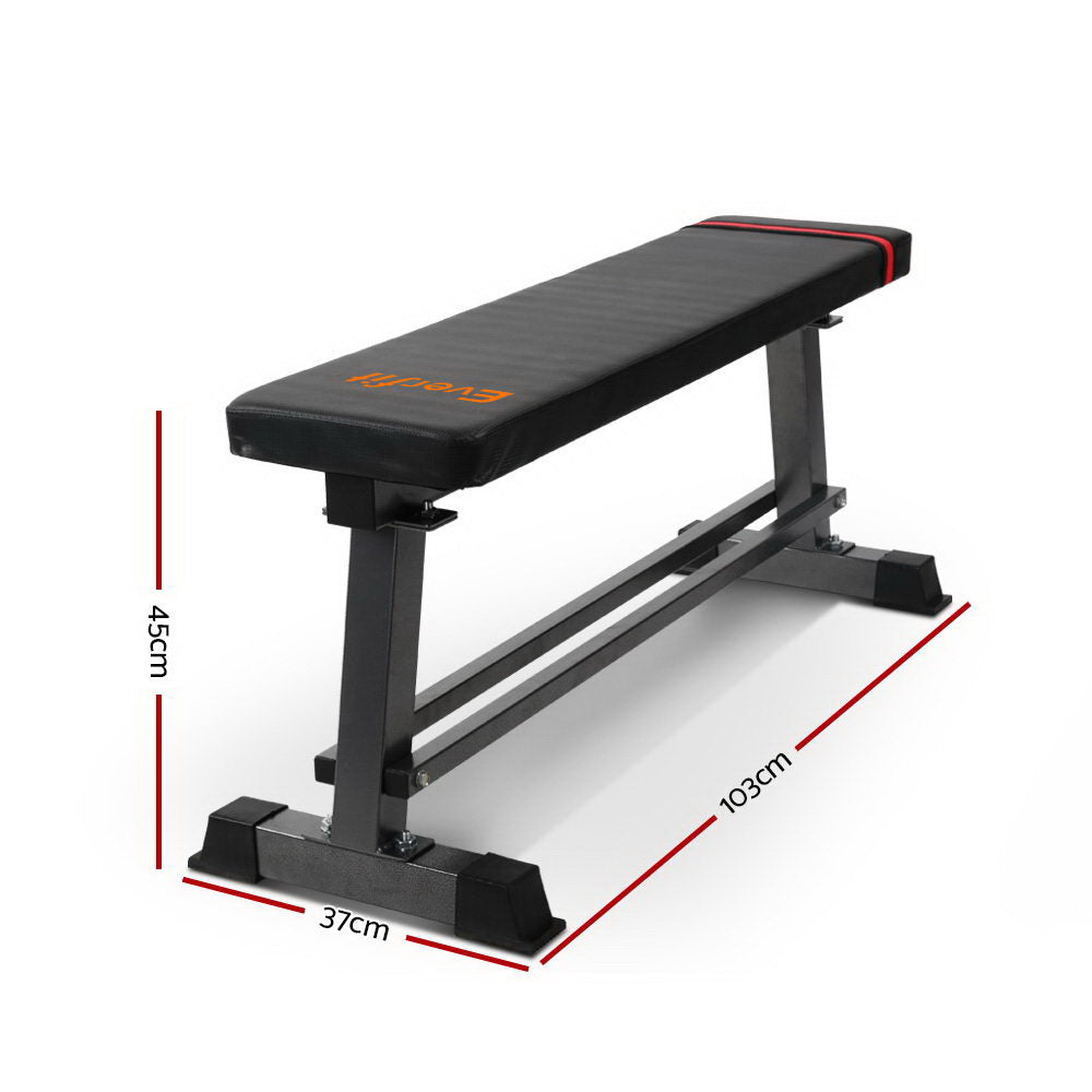 Everfit Flat Bench Press Home Gym Equipment 300kg Capacity Black