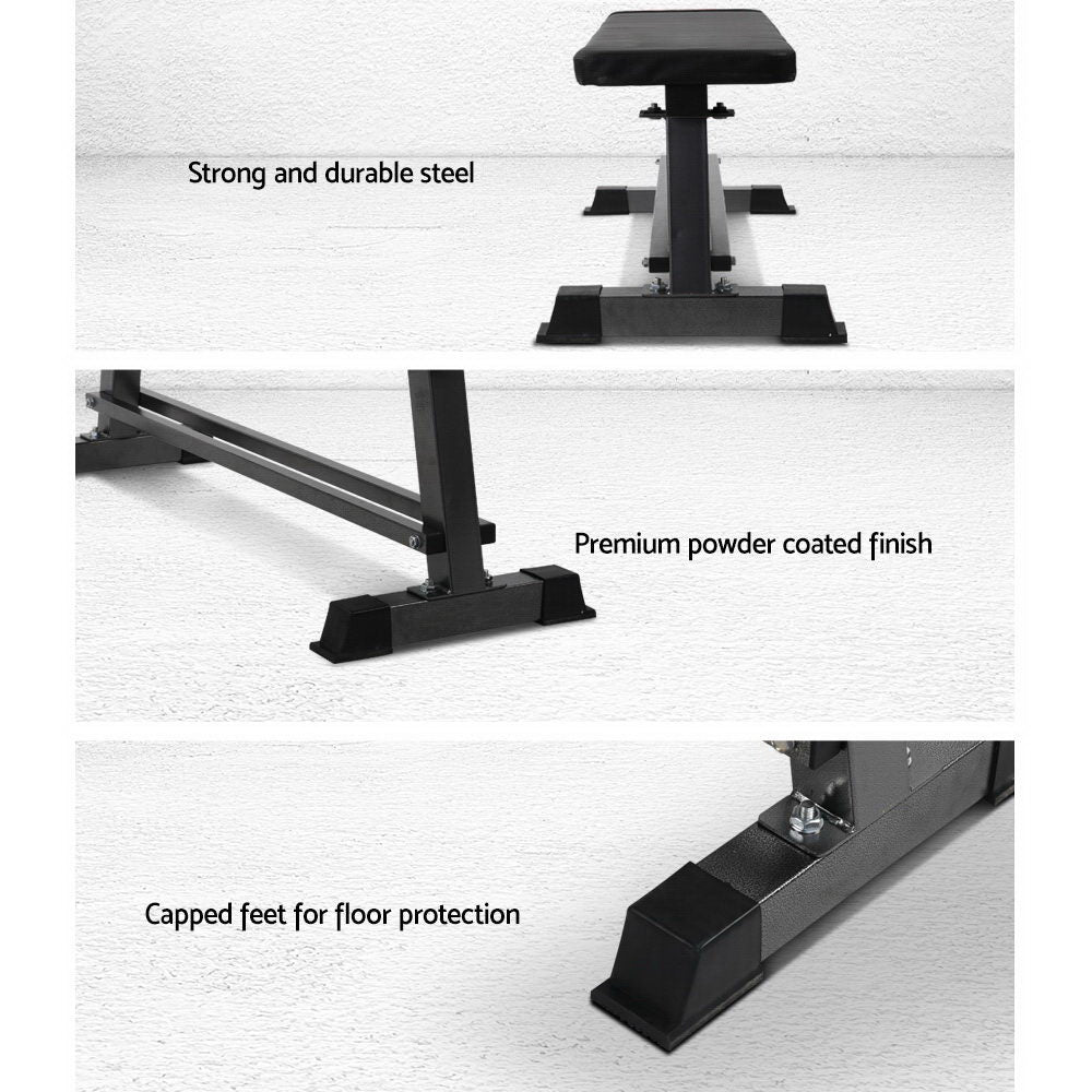 Everfit Flat Bench Press Home Gym Equipment 300kg Capacity Black