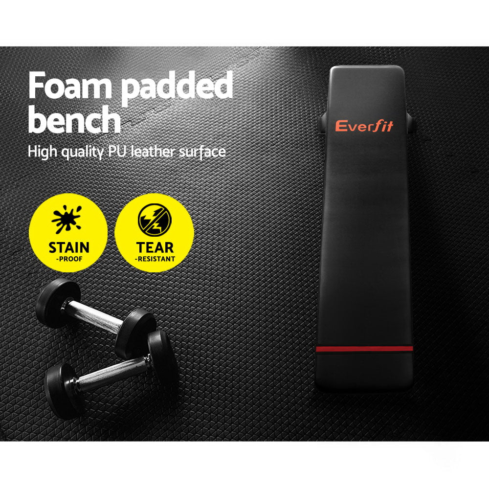 Everfit Flat Bench Press Home Gym Equipment 300kg Capacity Black