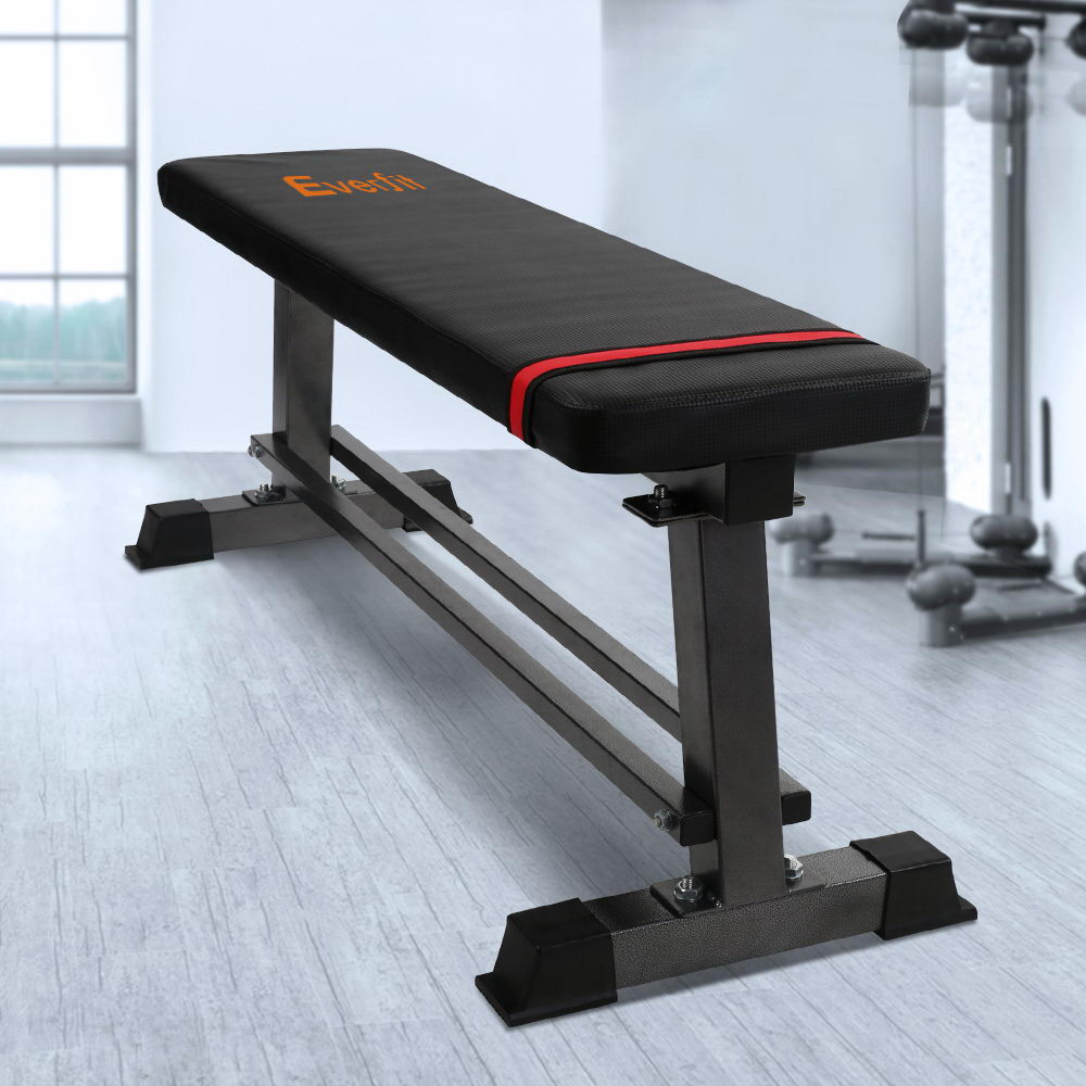 Everfit Flat Bench Press Home Gym Equipment 300kg Capacity Black