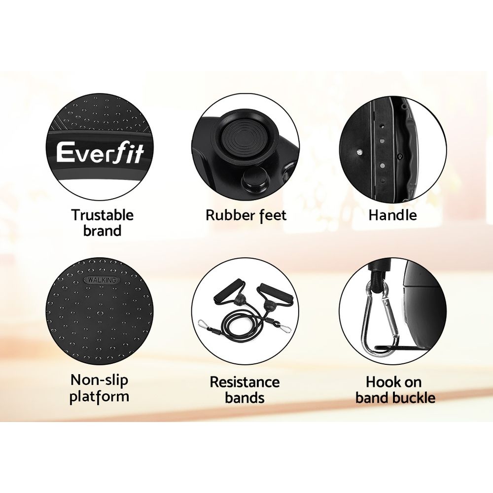Everfit Vibration Machine Platform with Resistance Bands Black