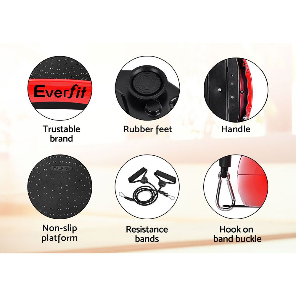 Everfit Vibration Machine Platform with Resistance Bands Red