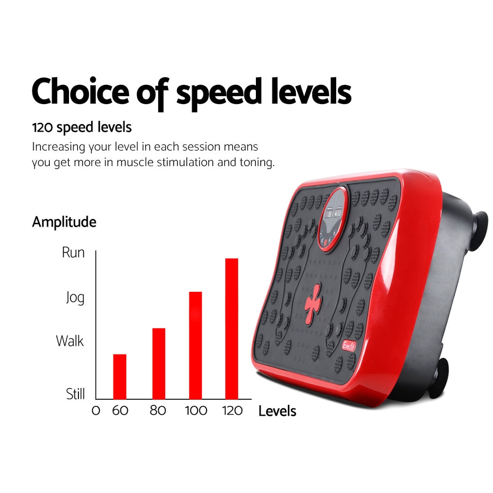 Everfit Vibration Machine Platform Red Home Gym with Resistance Bands