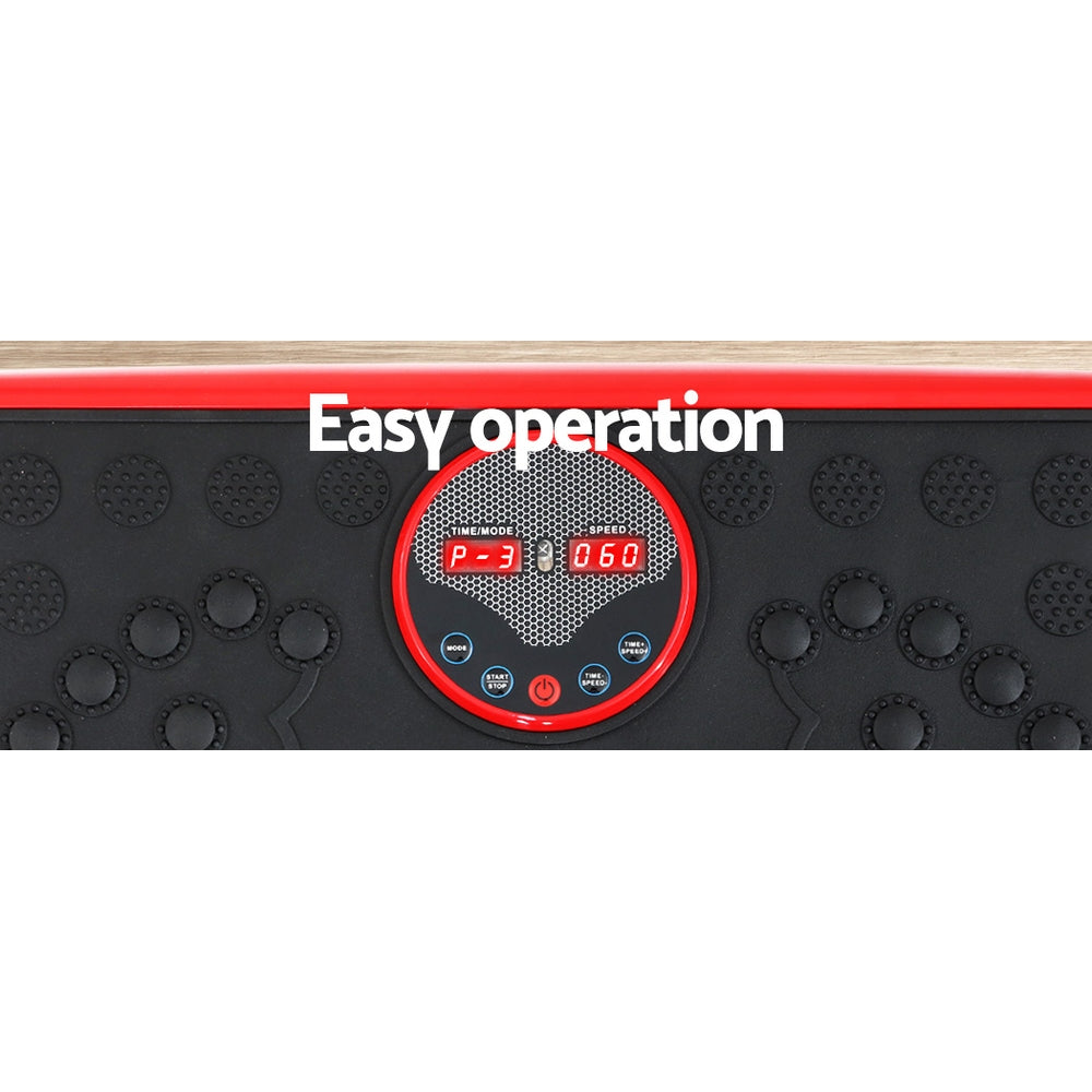 Everfit Vibration Machine Platform Red Home Gym with Resistance Bands