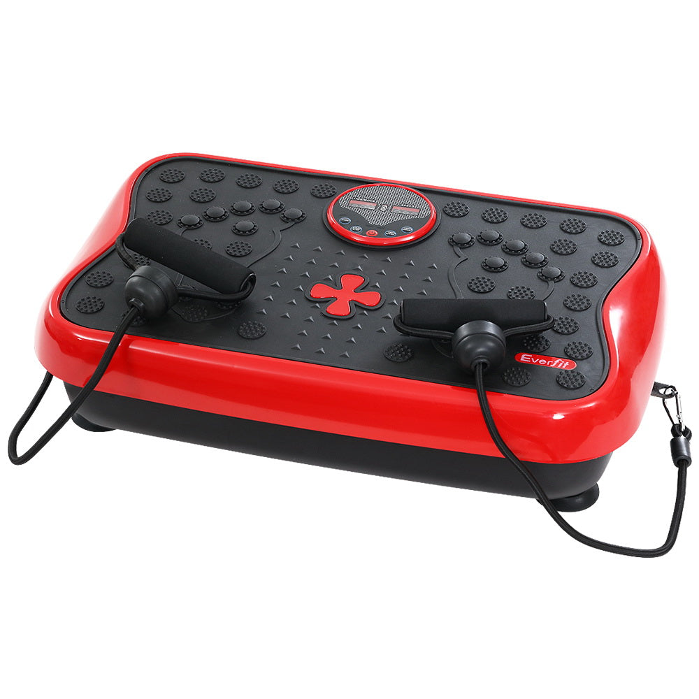 Everfit Vibration Machine Platform Red Home Gym with Resistance Bands