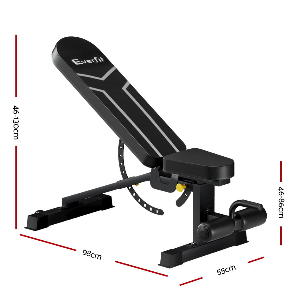 Everfit Adjustable FID Weight Bench 450kg Capacity Black/Silver