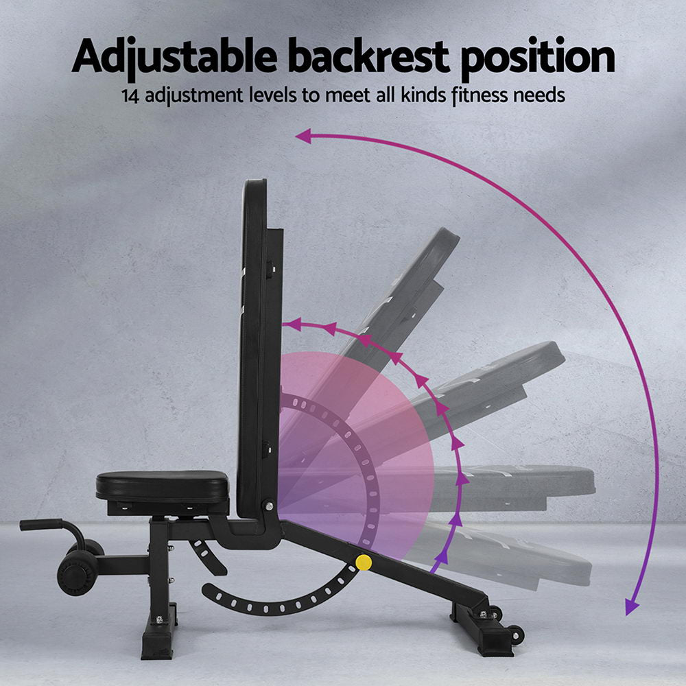 Everfit Adjustable FID Weight Bench 450kg Capacity Black/Silver