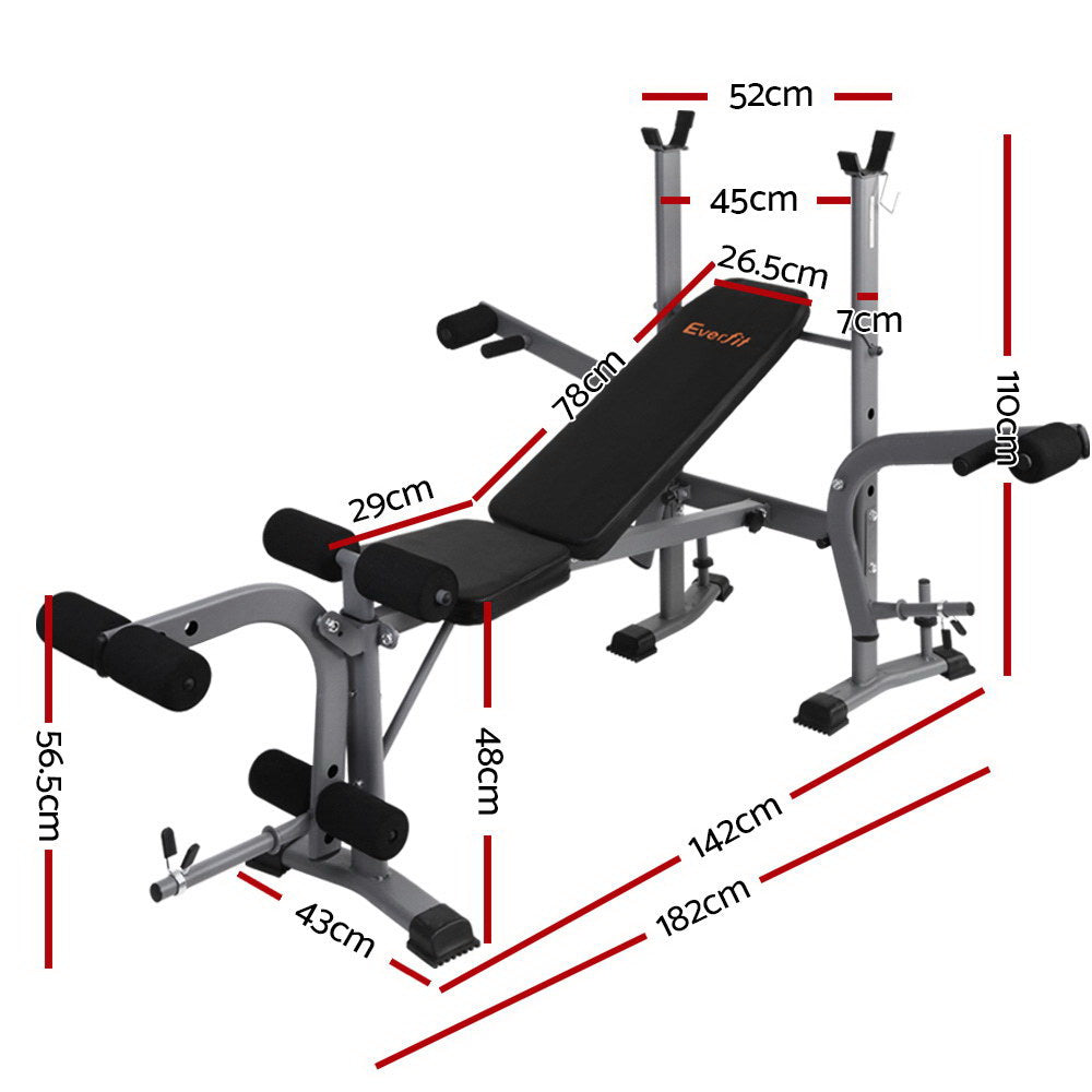 Everfit 8-in-1 Adjustable Weight Bench Home Gym Station 200kg Black
