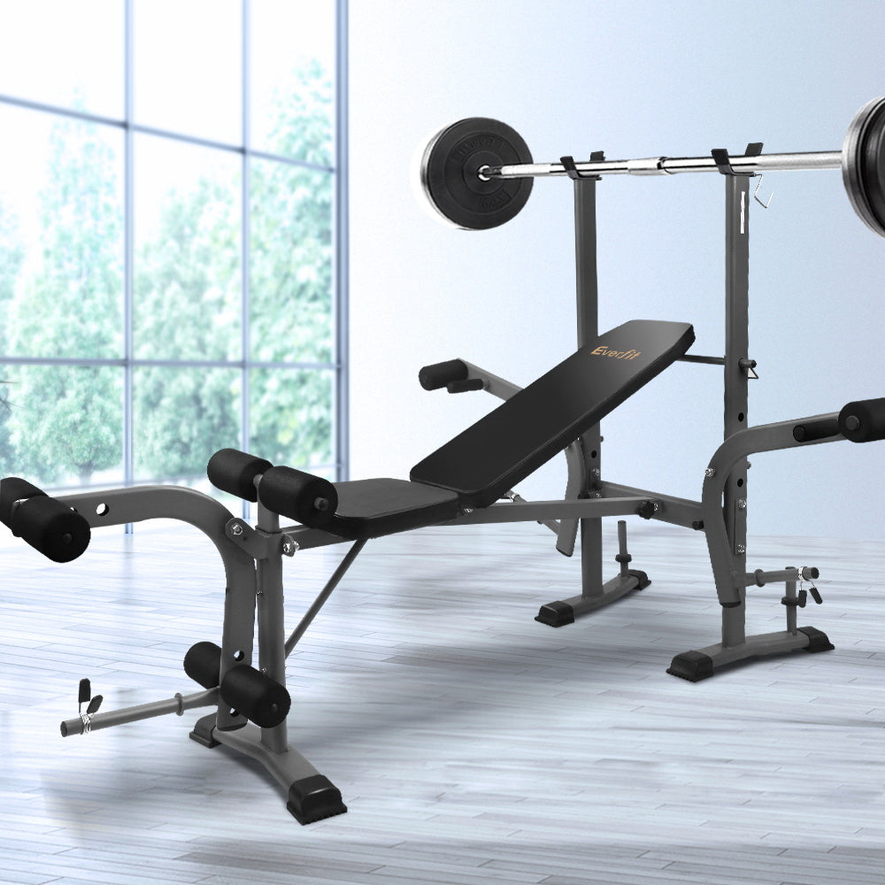 Everfit 8-in-1 Adjustable Weight Bench Home Gym Station 200kg Black