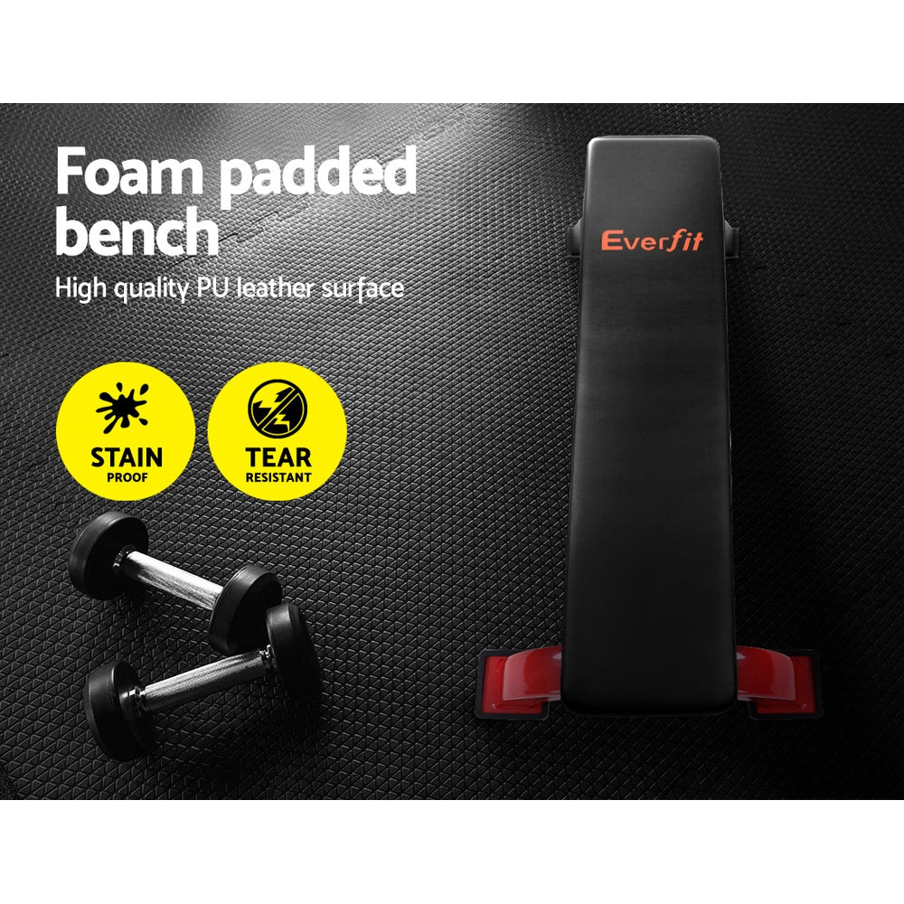 Everfit 300KG Flat Weight Bench Home Gym Black